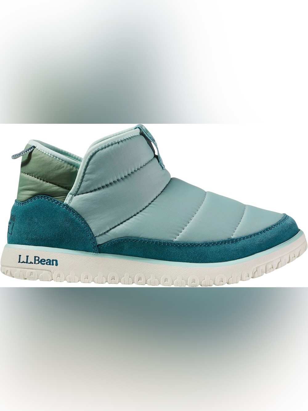 L.L. Bean Quilted Slip-On Ankle Boot in Teal and Aqua